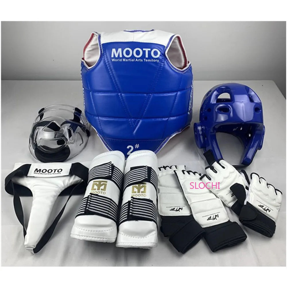 Taekwondo Protective Gear Combat Actual Combat Equipment Full Set Protective Gear Training Set Thicken Competition Martial Arts