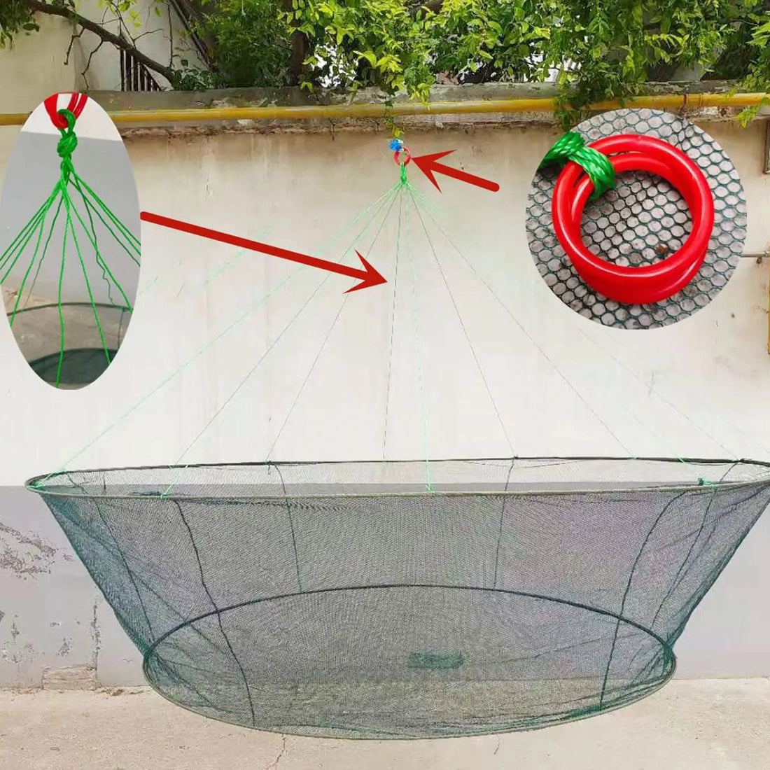 80/100cm Loose Mouth Folding Drop Fishing Net Shrimp Catcher Tank Casting Network Fish Eels Trap Cage Prawn Bait Crab Netting