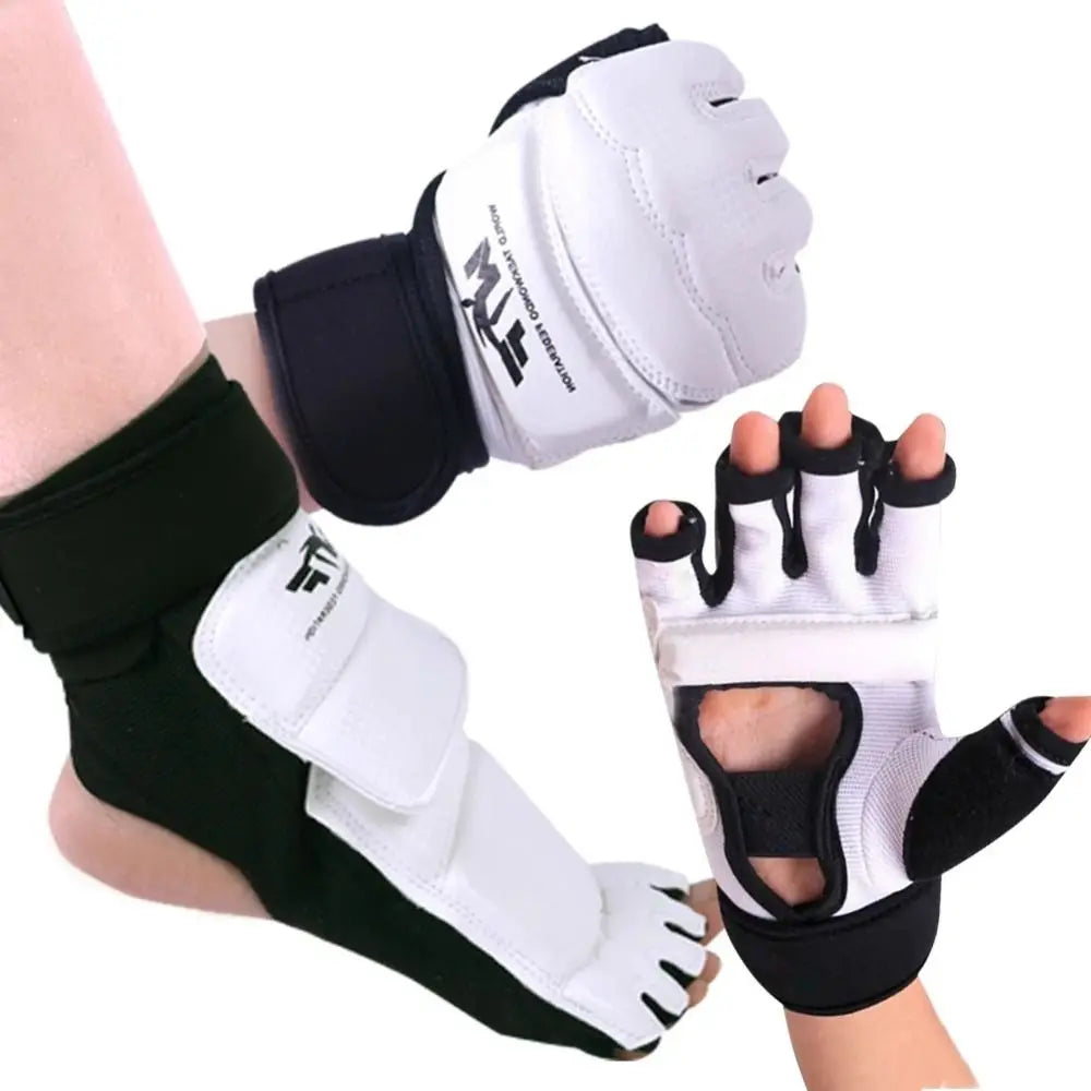 Half Finger Boxing Gloves PU Leather Karate Muay Thai Training Taekwondo Gloves Foot Protector Workout Gloves