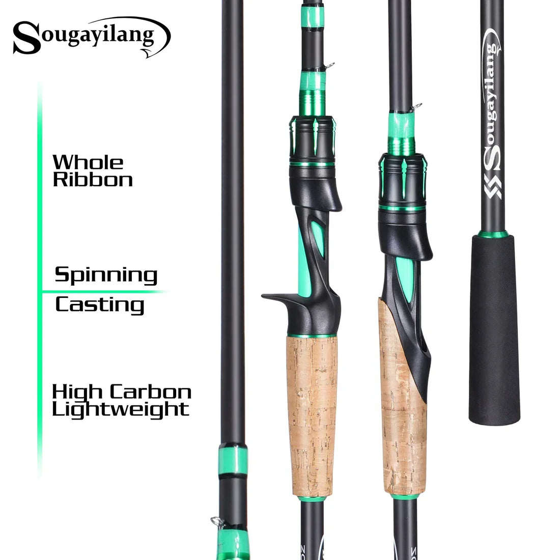 Sougayilang Spinning Casting Fishing Rod 1.8/2.1m Rod 4 Sections Carbon Body Rod Cork and EVA Handle ABS Reel Seat Fishing Rod