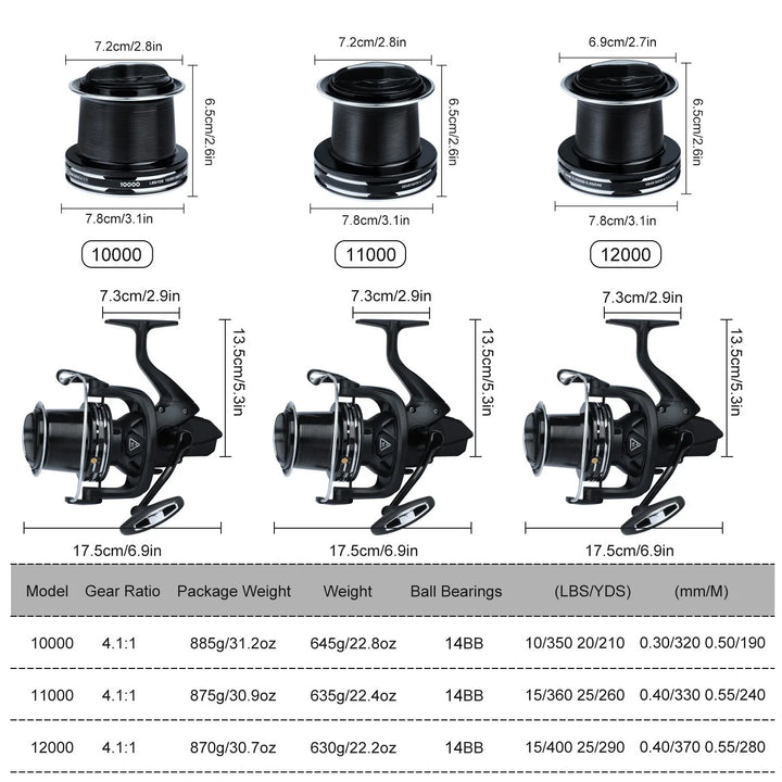 Sougayilang 14BB Metal Spinning Fishing Reel Max Drag 15kg 4.1:1 High Speed Carbon Fiber Drag System Reel Carp Fishing Tackle