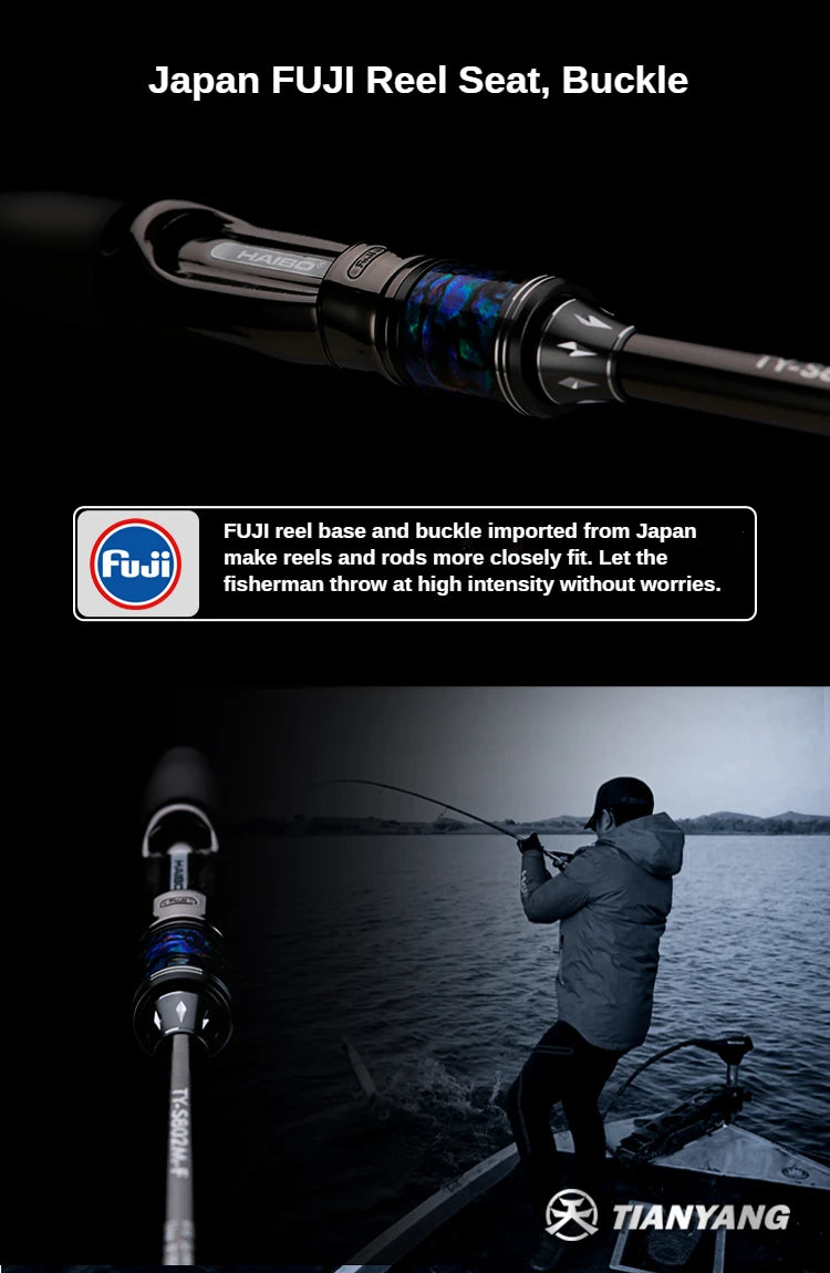 HAIBO Tian Series Supercast Fishing Rods 2 Section Spinning Casting Rod Fuji SIC Ring One Piece Full Carbon TORAY Lightweight