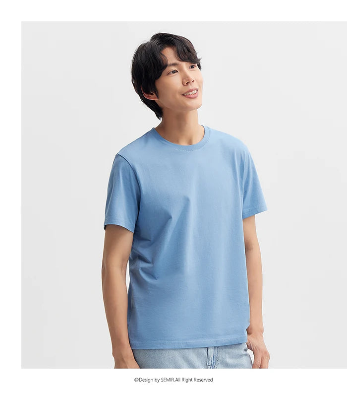 Semir 2024 Short-Sleeved T-Shirt Men Spring New Pure Cotton Bottoming Shirt Simple Commuting Casual Top Solid Color Round Neck