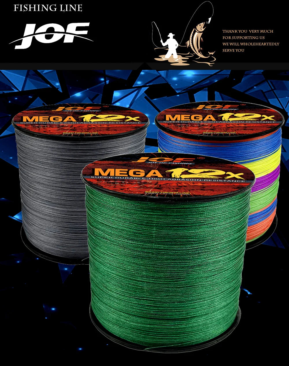 JOF Braided Fishing Line 8 Strand 12 Strand 500M Multifilamento Carp 100% PE Fly Sea Saltwater Weave Extreme Strong Pesca Japan