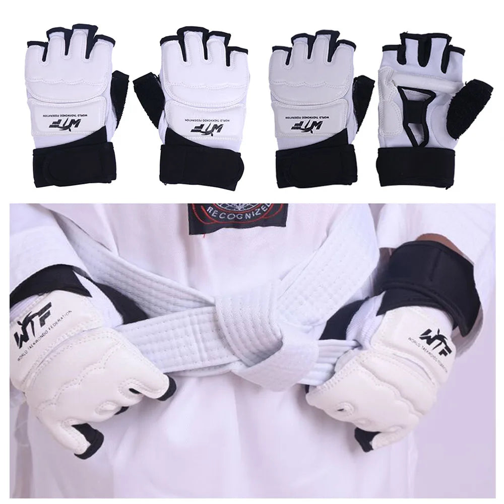 1 Pair Karate Gloves Taekwondo Equipment Half Finger Protector Boxing Hand Foot Protection Foot Guards Martial Arts Kickboxing