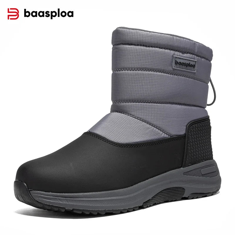 Baasploa Winter Boots Men New Casual Non-slip Wear-resistant Walking Shoes Male Fashion Thick Plush Warm Waterproof Snow Boots