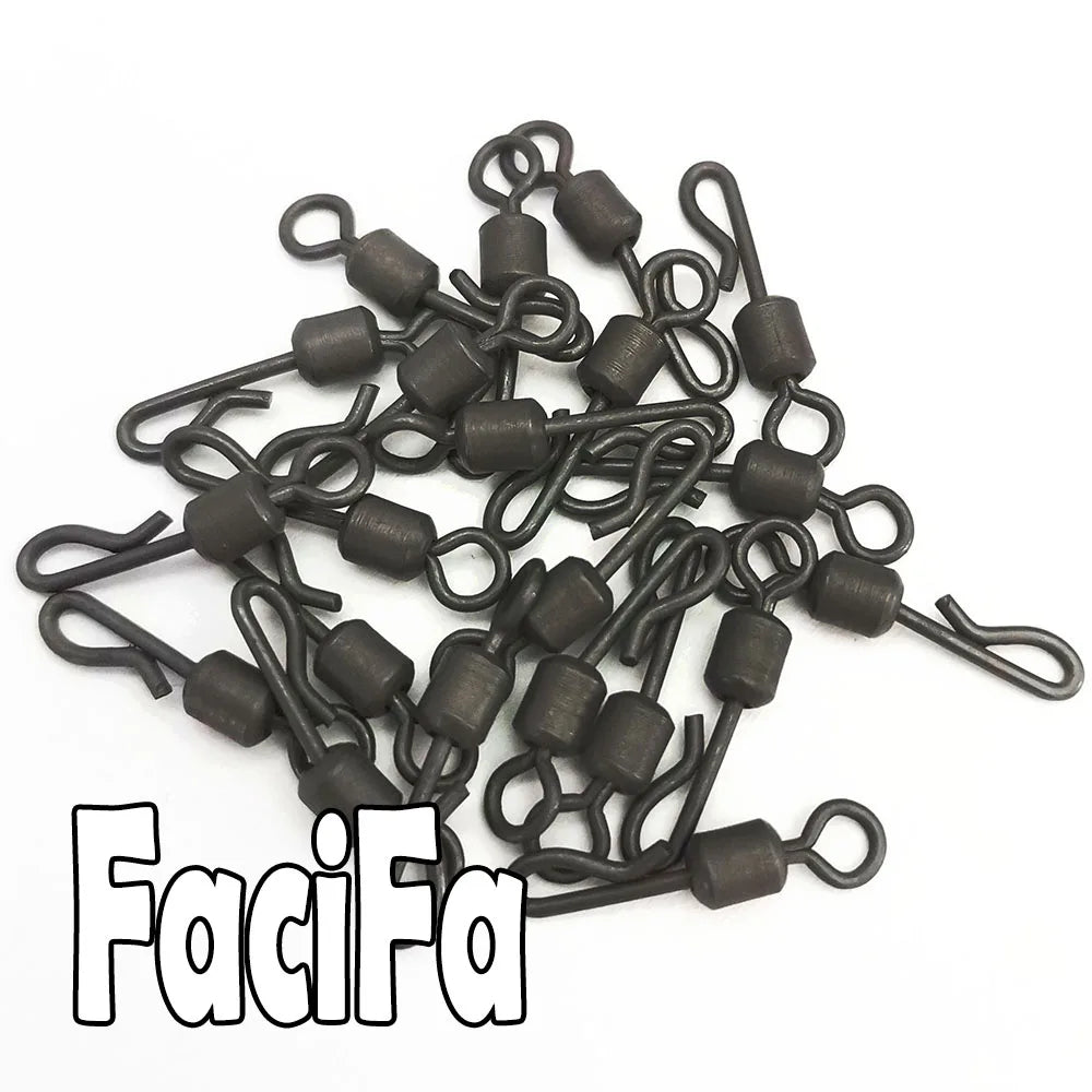 25 / 50 / 100pcs Bearing Swivel Fishing Connector Q-Shaped Quick Change Swivel Snap For Carp Fishing Terminal Tackle Accessories