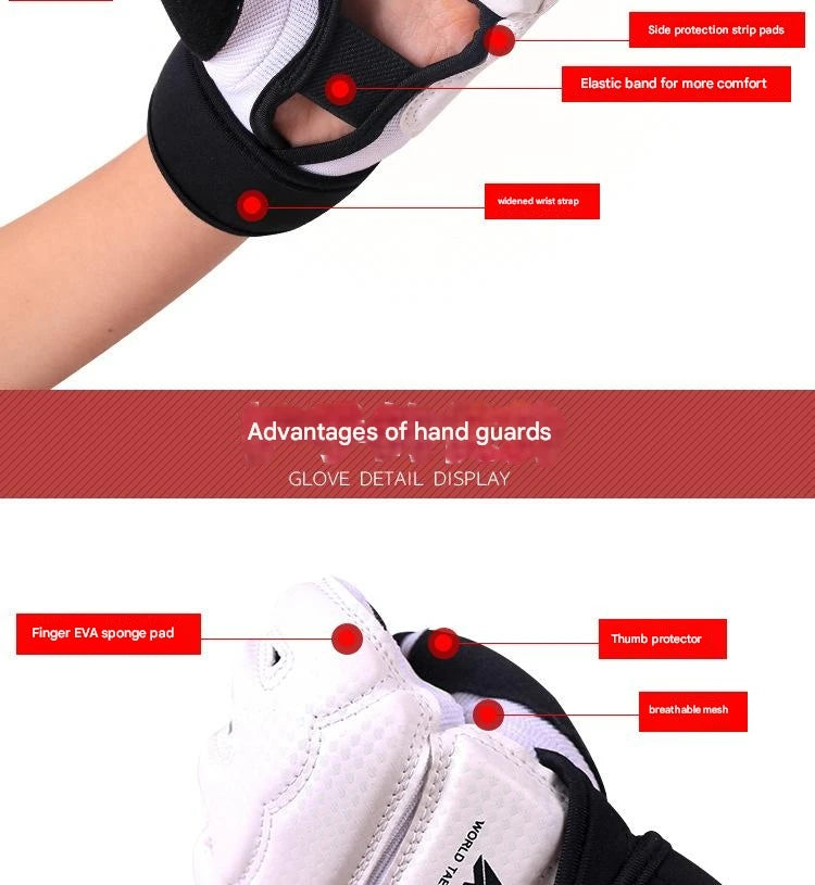 Taekwondo Gloves Foot Cover Children Taekwondo Hand Guard Foot Back Half Finger Sanda Karate Boxing Gloves Half Finger