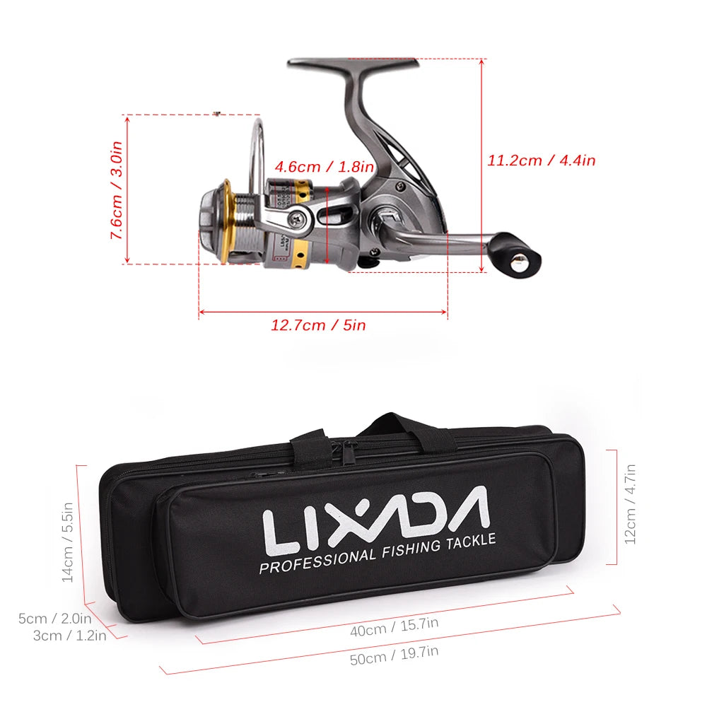 Lixada Telescopic Fishing Rod Reel Combo Full Kit Carbon Fiber Rod Pole Spinning Reel Fishing Bag Case Pesca Gear Set