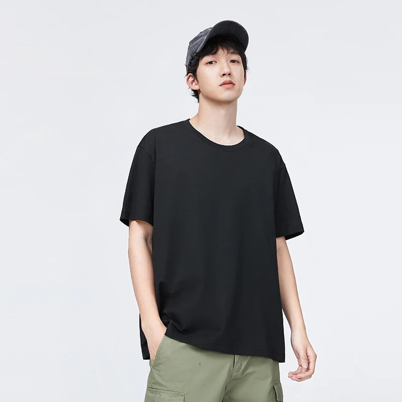 Semir 2024 Short-Sleeved T-Shirt Men Spring New Pure Cotton Bottoming Shirt Simple Commuting Casual Top Solid Color Round Neck