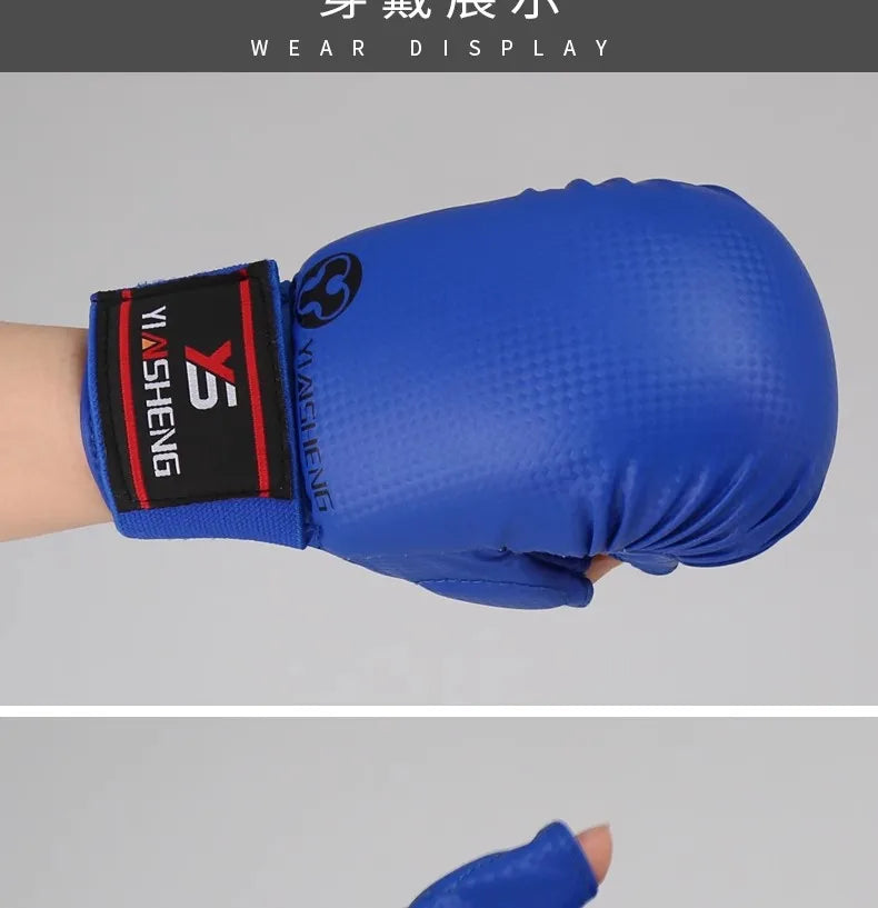 Adults Kids Karate Gloves Children Hands Protector Pads Boxing Gloves Taekwond Kickboxing Muay Thai Sanda MMA Training Equipment