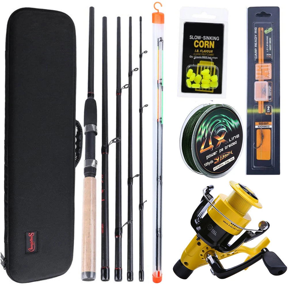 Sougayilang 3M Spinning Fishing Rod Combo L M H Power Feeder Carp Fishing Rod and 11+1BB Carp Fishing Reels Rod Line Set