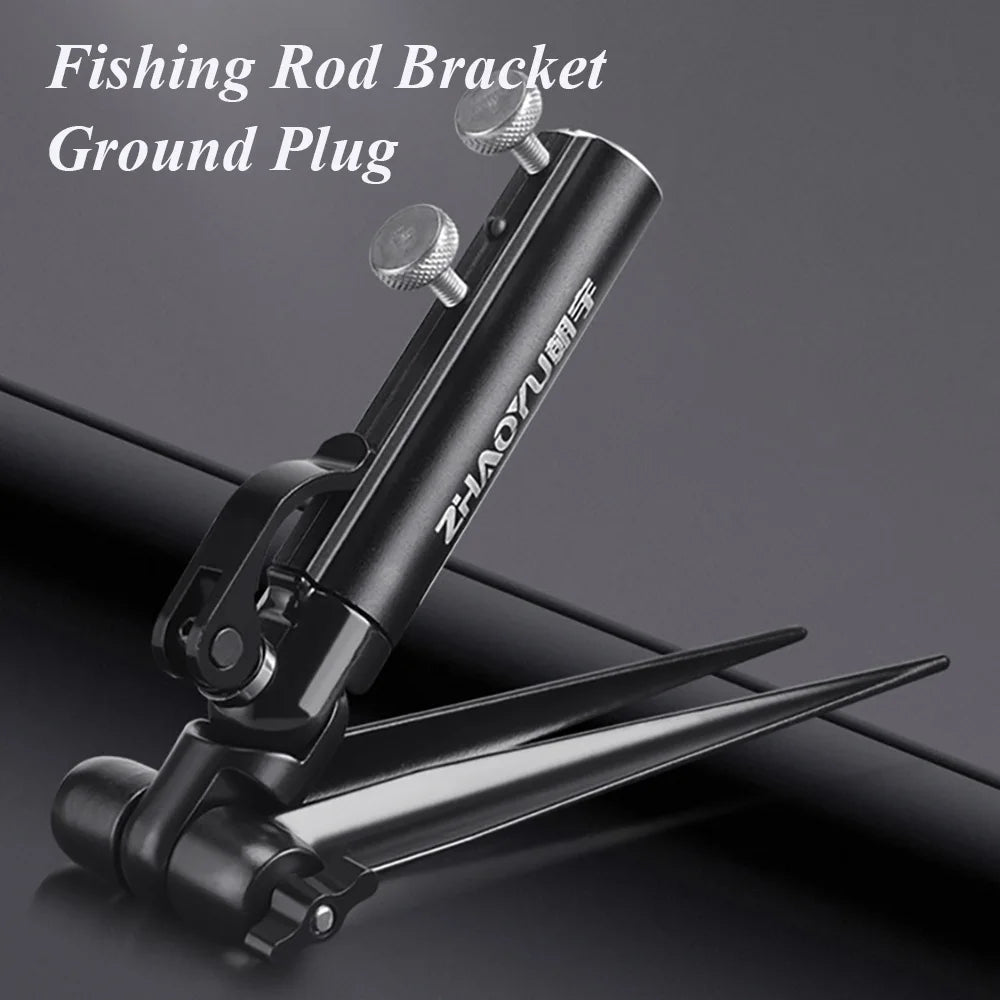 Fishing Rod Ground Insertion Bracket Aluminium Alloy  360° Free Adjustable Multi-Directional Fishing Rod Holder Accessories