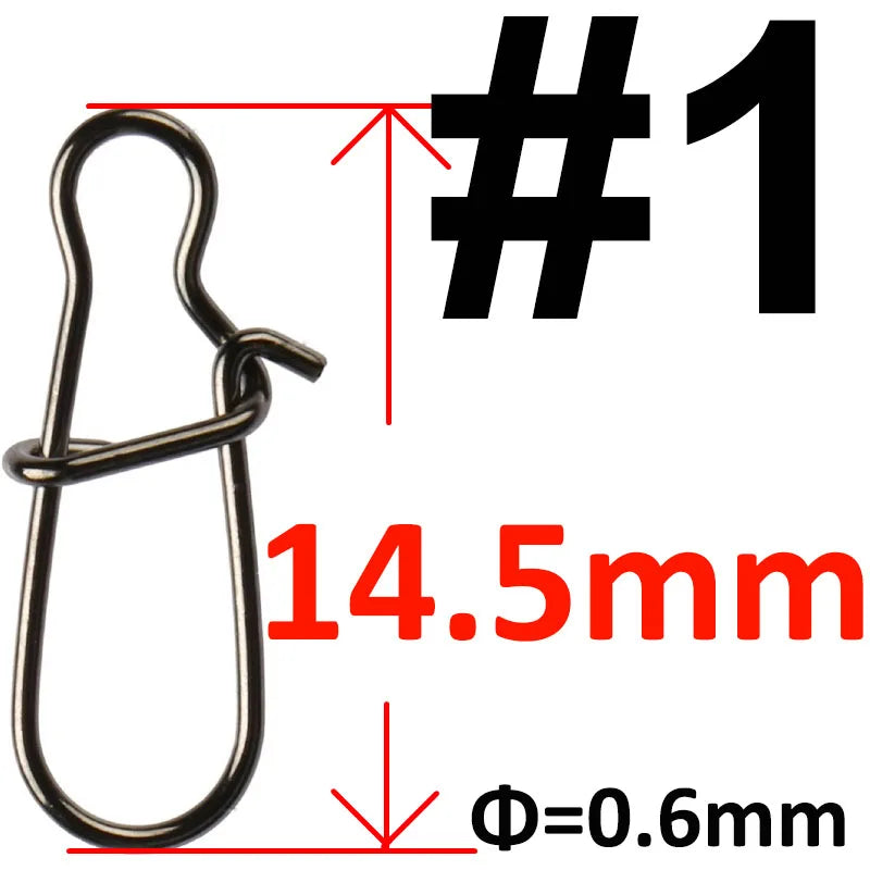 50 or 100 pcs Stainless Steel Fishing Snap Hooked Snap Pin Fastlock Clip Accessories Tackle for Barrel Swivel Lure hook