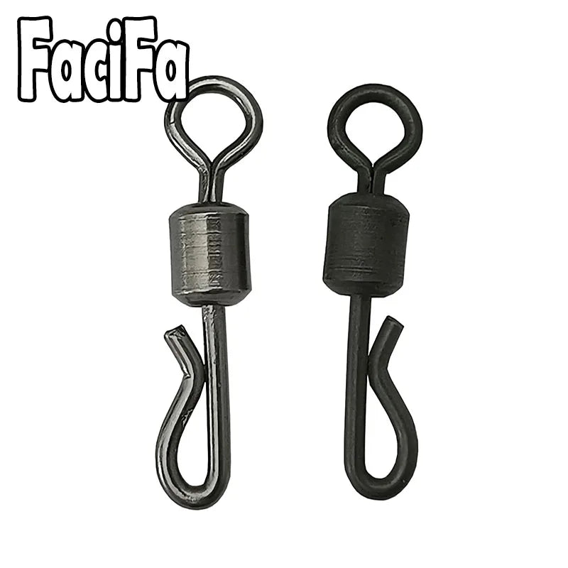 25 / 50 / 100pcs Bearing Swivel Fishing Connector Q-Shaped Quick Change Swivel Snap For Carp Fishing Terminal Tackle Accessories