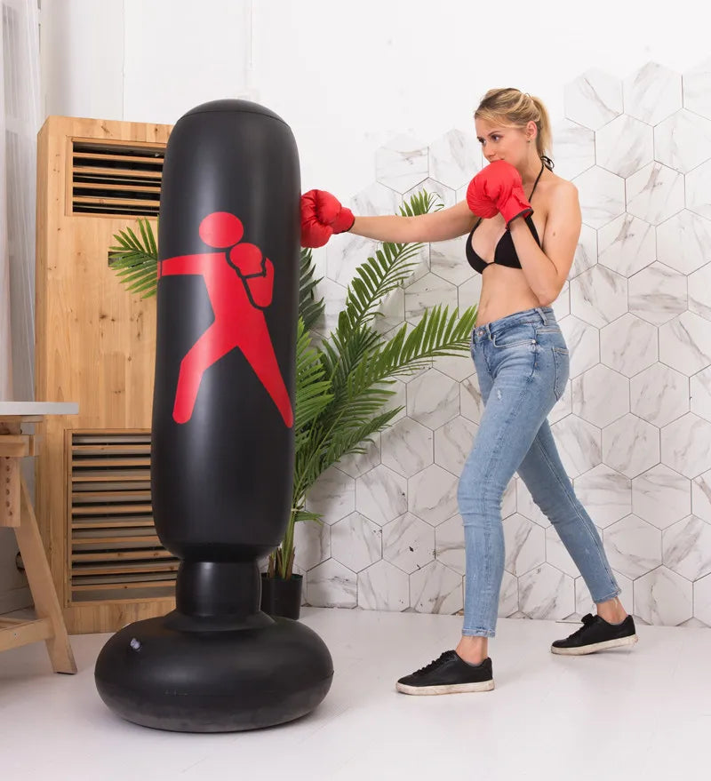 120Cm Inflatable Punching Bag Pvc Boxing Bag Adults Kids Training Stress Relieving Sandbag Home Sanshou Taekwondo Sandbag Bag