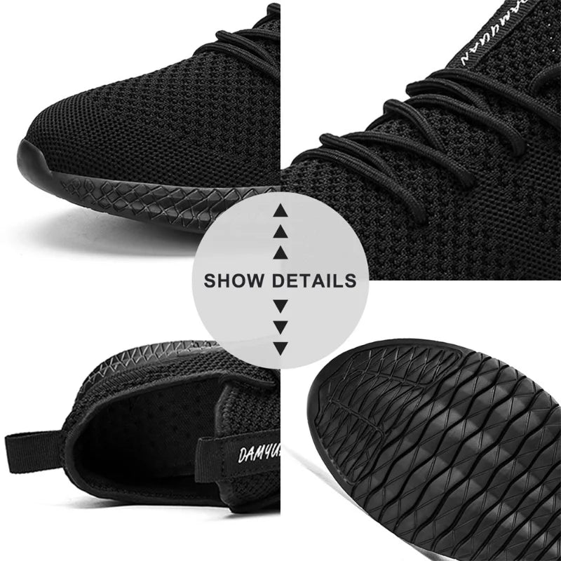 Fujeak Ultralight Running Shoes for Men Casual Breathable Mesh Sneakers Anti-slip Fashion Solid Colour Men's Shoes Plus Size 46