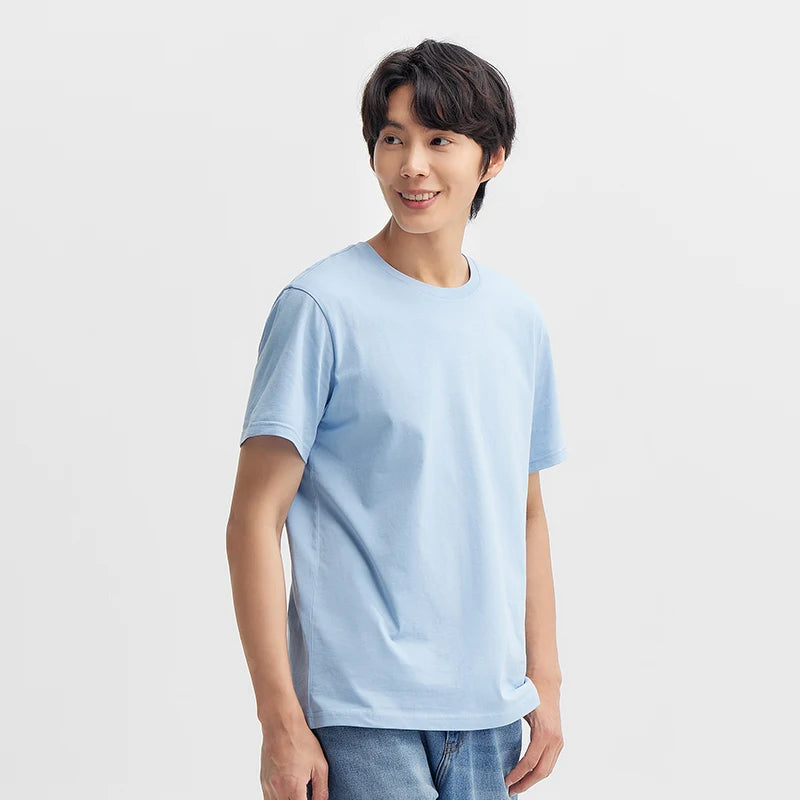 Semir 2024 Short-Sleeved T-Shirt Men Spring New Pure Cotton Bottoming Shirt Simple Commuting Casual Top Solid Color Round Neck