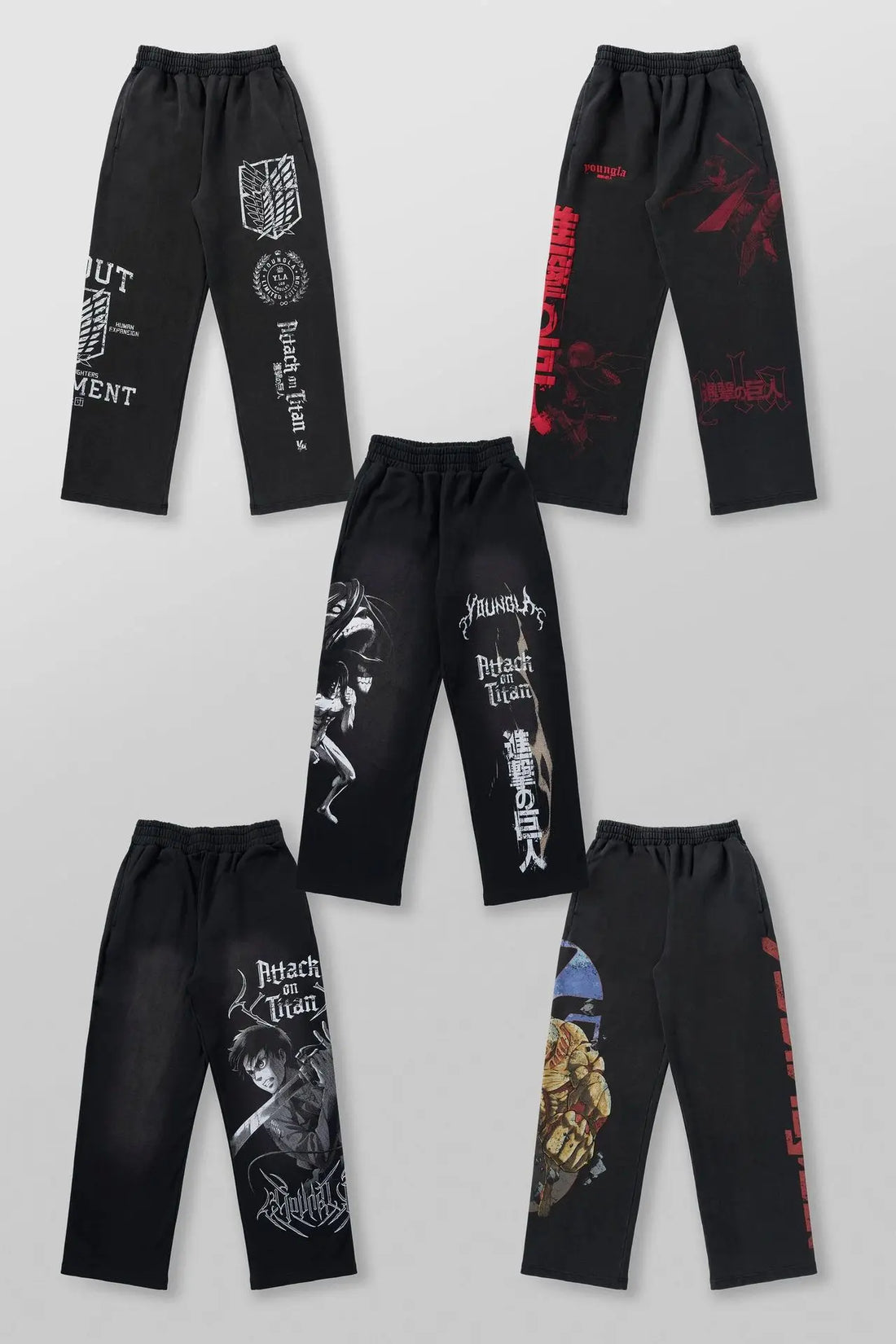 Young American trendy sweatpants collaboration anime joggers cotton terry print wide-leg casual pants hip-hop street pants