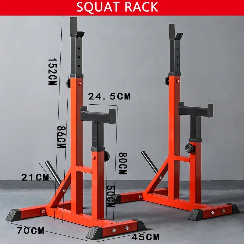 KX11 Adjustable Integrated Barbell Squat Rack Commercial Weight Lifting Barbell Rack Indoor Push Bench Barbell Semi-Frame Stand