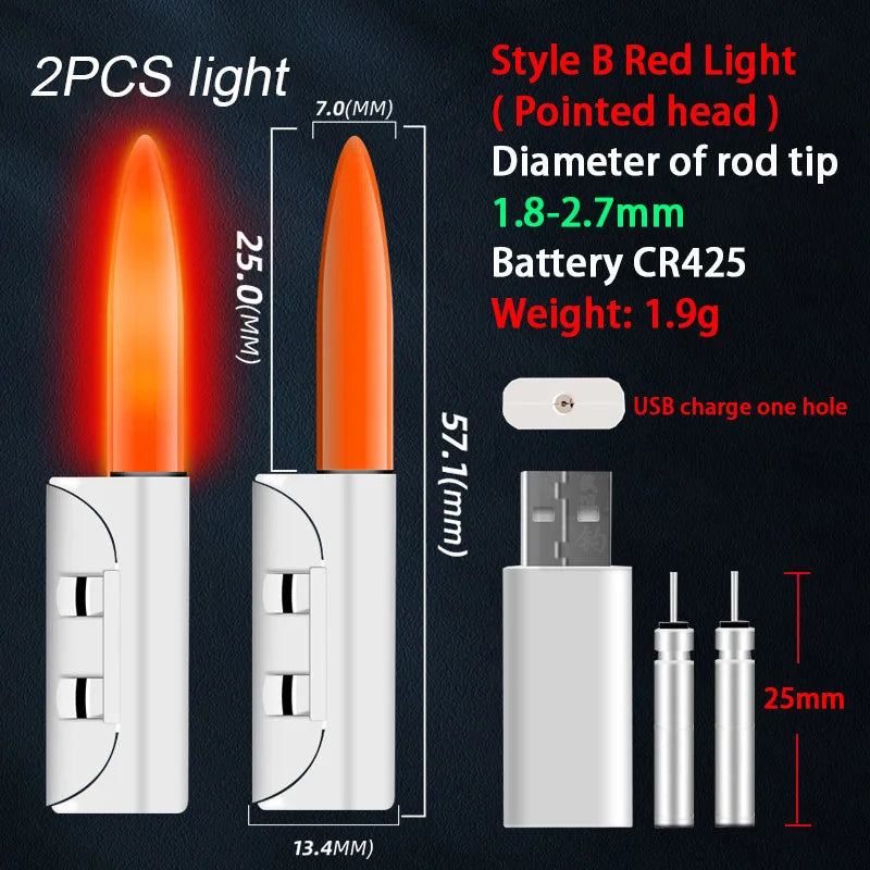 Electronic Fishing Light Stick With CR425 battery rechargeable kit Fishing Rod Bite Bait Alarm Night Fishing Bobber Pesca Tackle