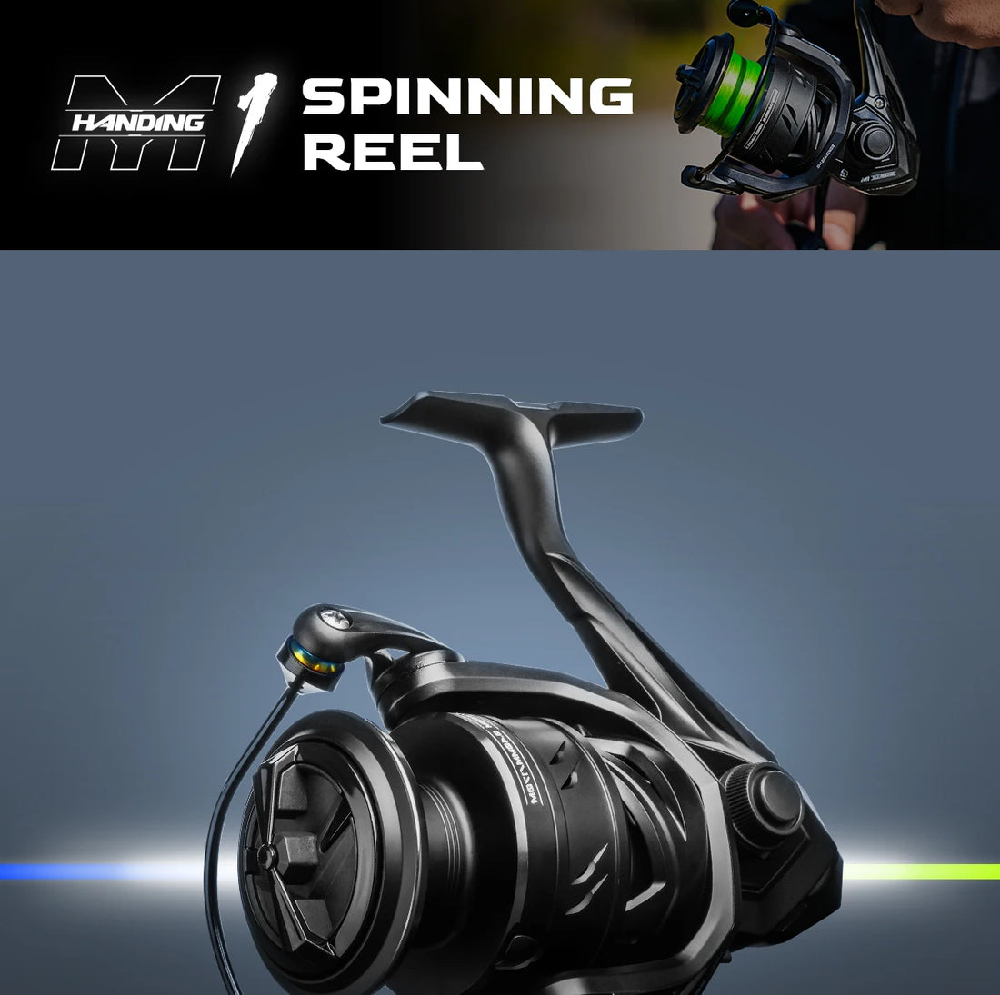 HANDING M1 Spinning Reel 12kg Max Drag Graphite Reel, 9 + 1 Ball Bearings, 5.2:1 Gear Ratio Fishing Reel for Perch Bass and Pike