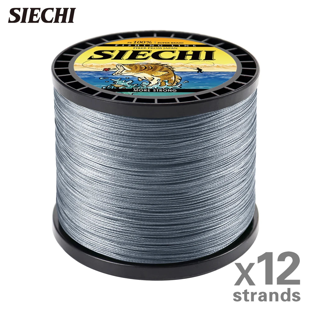 SIECHI Strong 300M-1000M 12 Strand Weaves PE Braided Fishing Line Multifilament 12 Braid Wire 33-150LB Carp Fishing Accessories