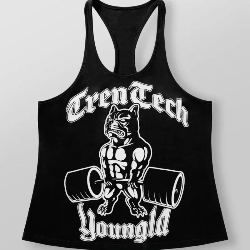 YOUNGLA American new men's I-vest sports fitness hurdle sleeveless cotton loose running vest