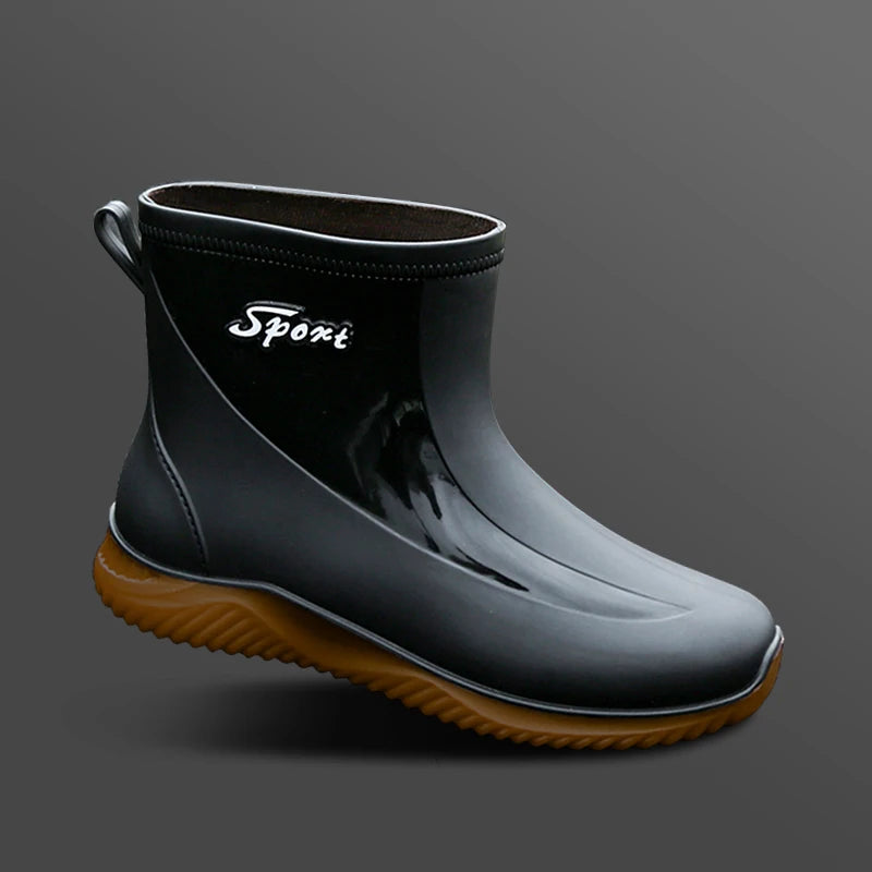 New rain boots for men non-slip wear-resistant take-out riding rubber shoes fishing mid-tube plus velvet winter waterproof shoes