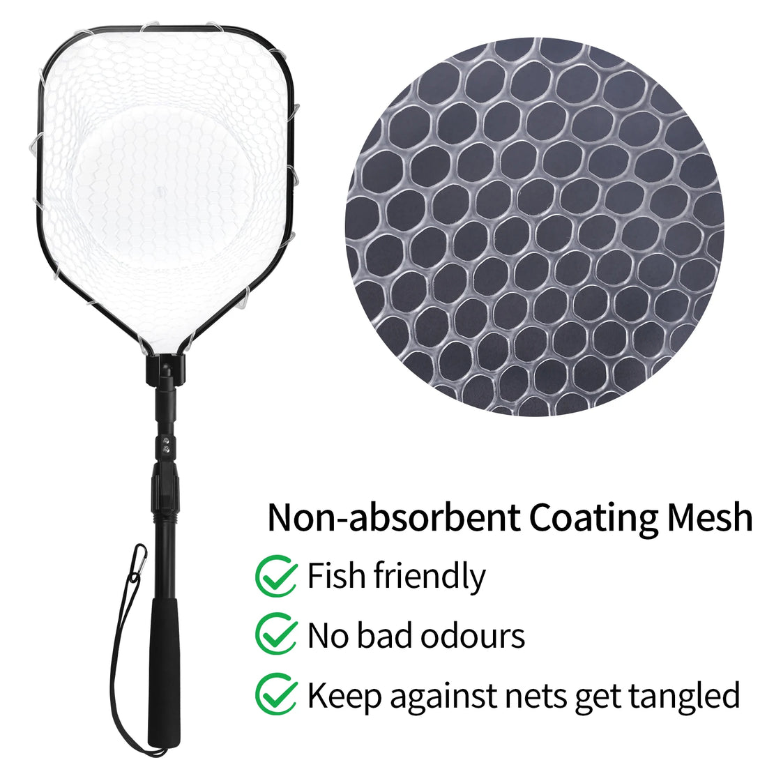 55cm-190cm Telescopic Fishing Net for Salmon Fly Carp Catfish Trout Floating Landing Net Easy Catch & Releasee Foldable