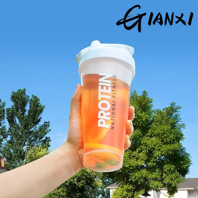 GIANXI Shaker Bottles Gym Sports Protein Powder Mixing Bottle Outdoor Portable Leak Proof Plastic Cup Drinkware