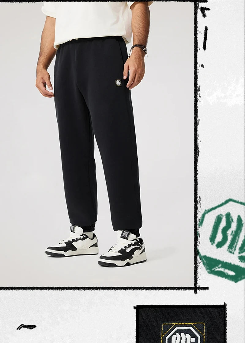 Li-Ning Men BADFIVE Sweat Pants 54%Cotton 46%Polyester Loose Fit LiNing Leisure Comfortable Sports Trousers AKLV017