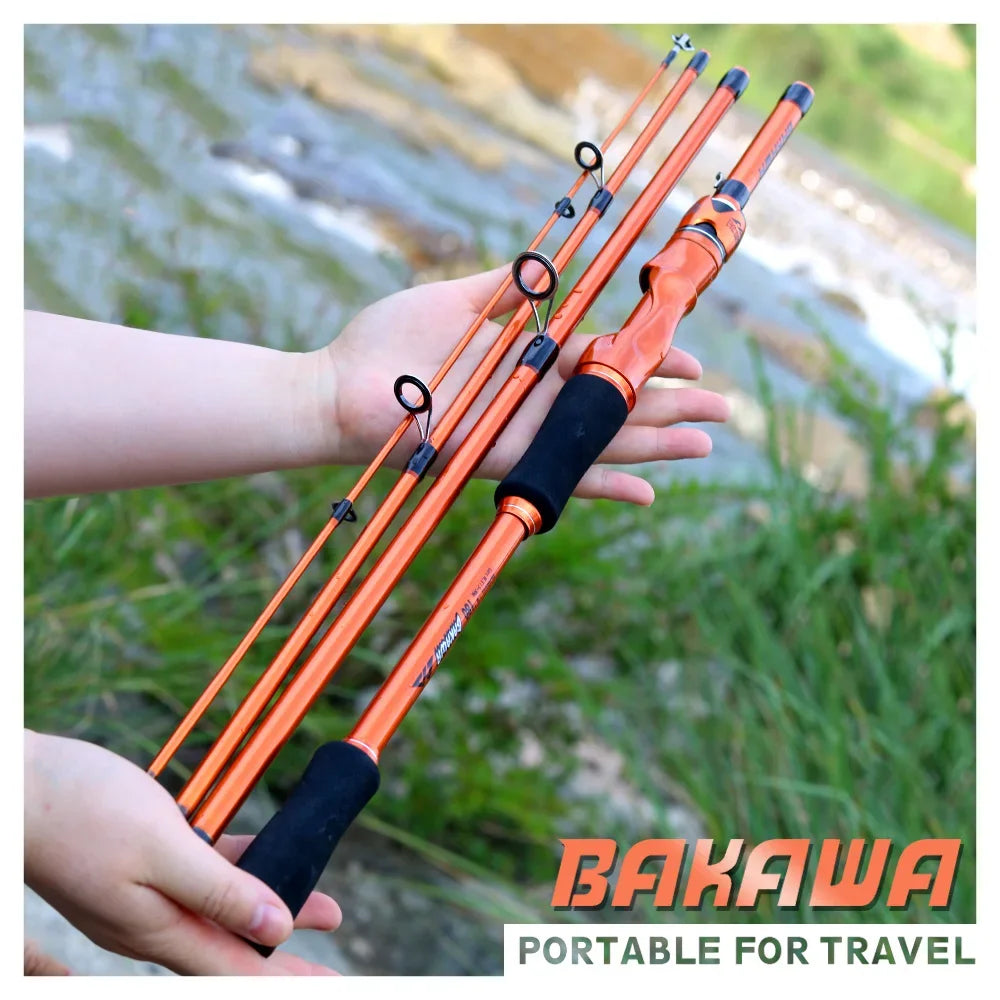 BAKAWA Casting Spinning Fishing Rods 1.8M 2.1M UltraLight Travel Feeder Pole 4 Sections EVA Handle Baitcasting Fish Rod Pesca