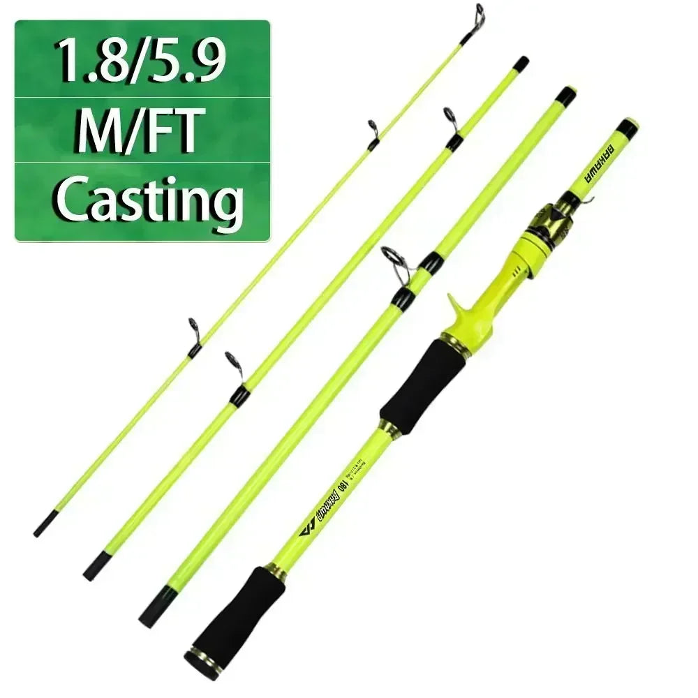 BAKAWA Casting Spinning Fishing Rods 1.8M 2.1M EVA Handle Baitcasting Fish Rod 4 Sections UltraLight Travel Feeder Pole Pesca