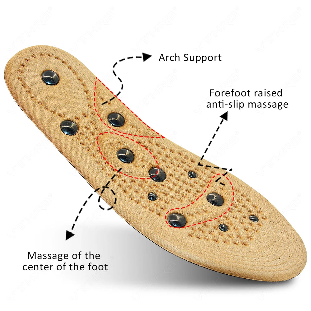 VTHRA Magnetic Therapy Foot Acupressure Insoles High-Quality Men Women Soft Sport Cushion Inserts Sweat-absorbing Deodorant Pads