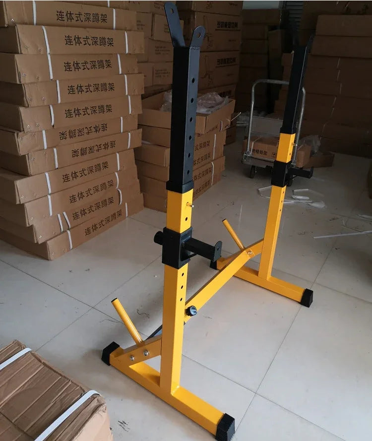 One-Piece Barbell Squat Rack Stand Steel Barbell Stand Weight Lifting Adjustable Height Barbell Frame Indoor Fitness Equipment