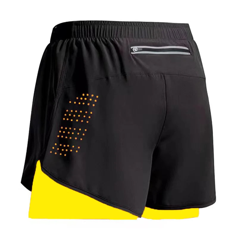 New Men Running Shorts Gym Sports Shorts 2 In 1 Quick Dry Workout Training Gym Fitness Jogging Short Pants Summer Men Shorts