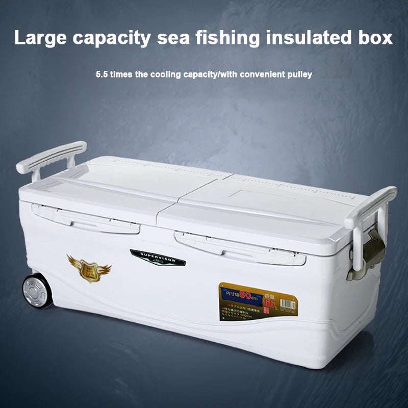 Large Capacity Fishing Cooler Box with Wheels,Ultra Light Insulated Ice Chest for Live Shrimp,Sea Fishing,and Outdoor Adventures