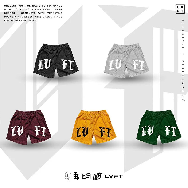 Men's Gym Quick-drying Sports Fitness Shorts Summer Breathable Loose Casual Short Pants Running Mesh Beach Basketball Shorts