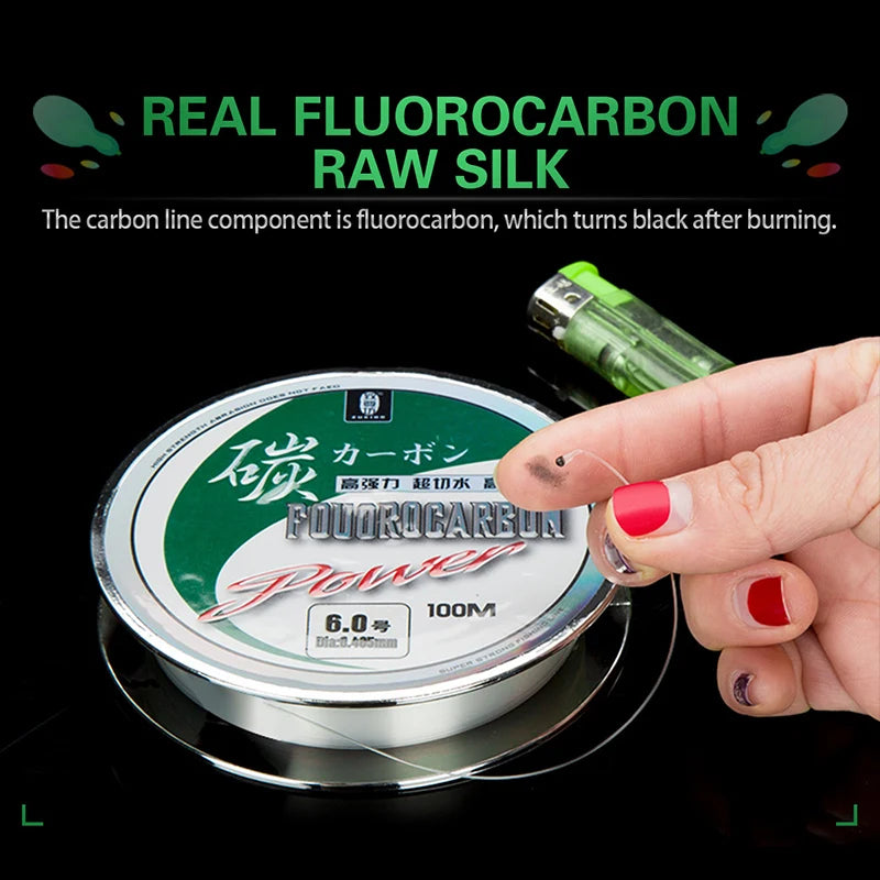 ZUKIBO 50M100M 100% Fluorocarbon Fishing Line Japanese Imported Carbon Fiber Line 1-25kg Monofilament Sinking Line Sea fishing