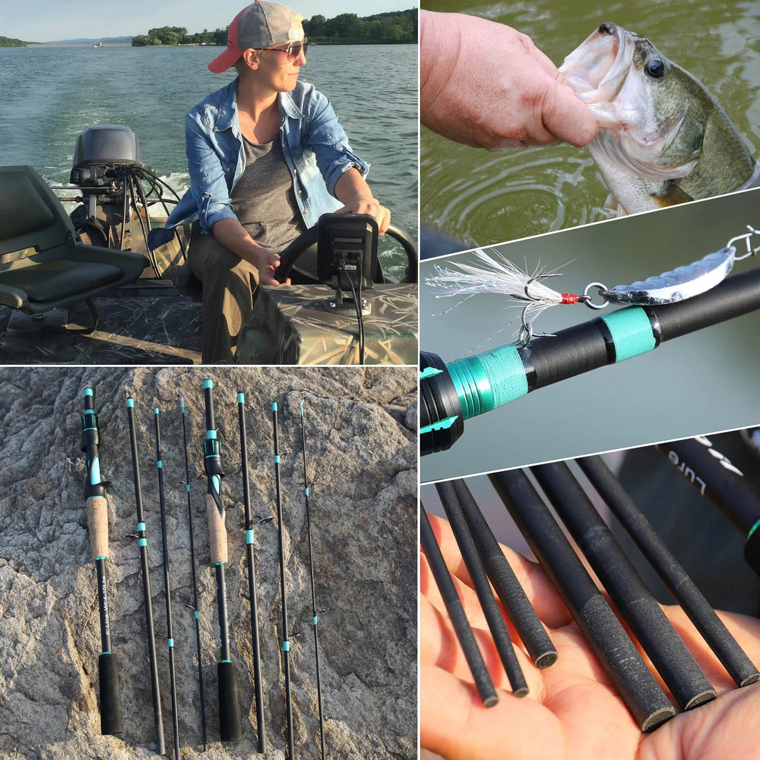 Sougayilang Spinning Casting Fishing Rod 1.8/2.1m Rod 4 Sections Carbon Body Rod Cork and EVA Handle ABS Reel Seat Fishing Rod