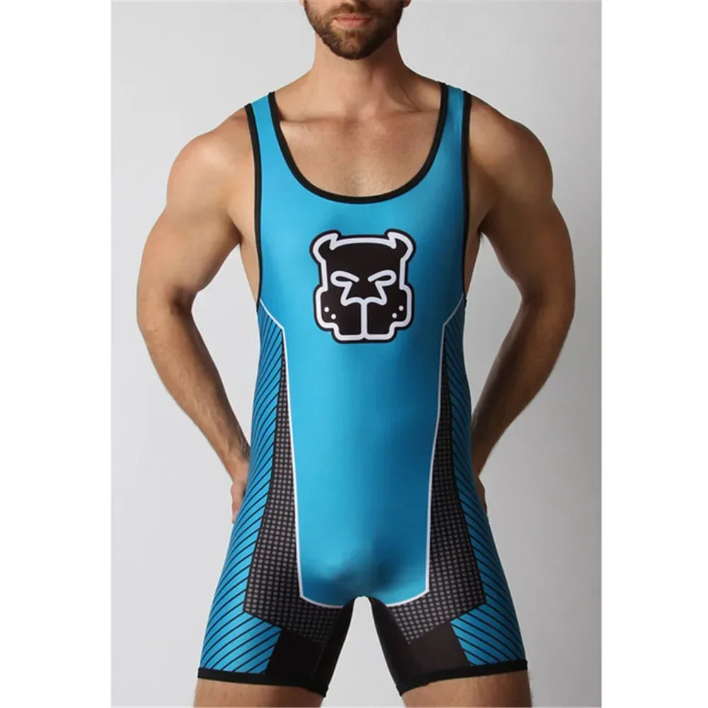 Summer Men's Wrestling Singlets Suits One-piece Powerlifting Sleeveless Gym Sport Fitness Clothing Boxing Tight Singlet Suit