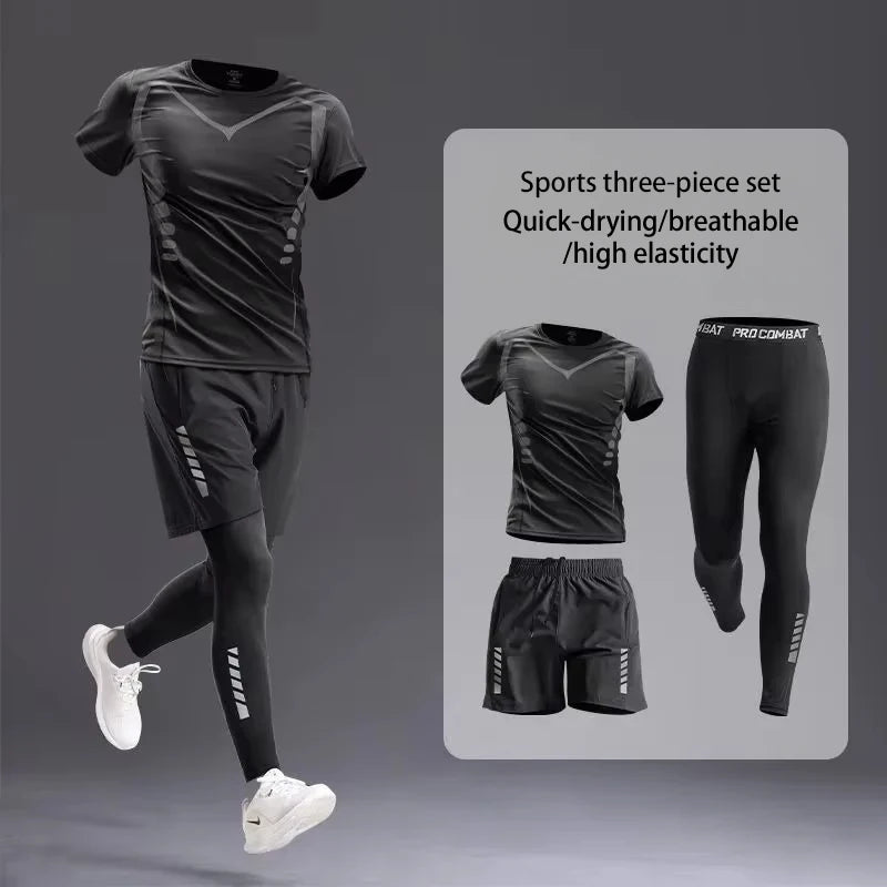 Men's Sportswear 1-5Pcs Suit  All-Season Running Cycling Fitness Quick Drying Clothing Jogging Training Men's Track Suit Set