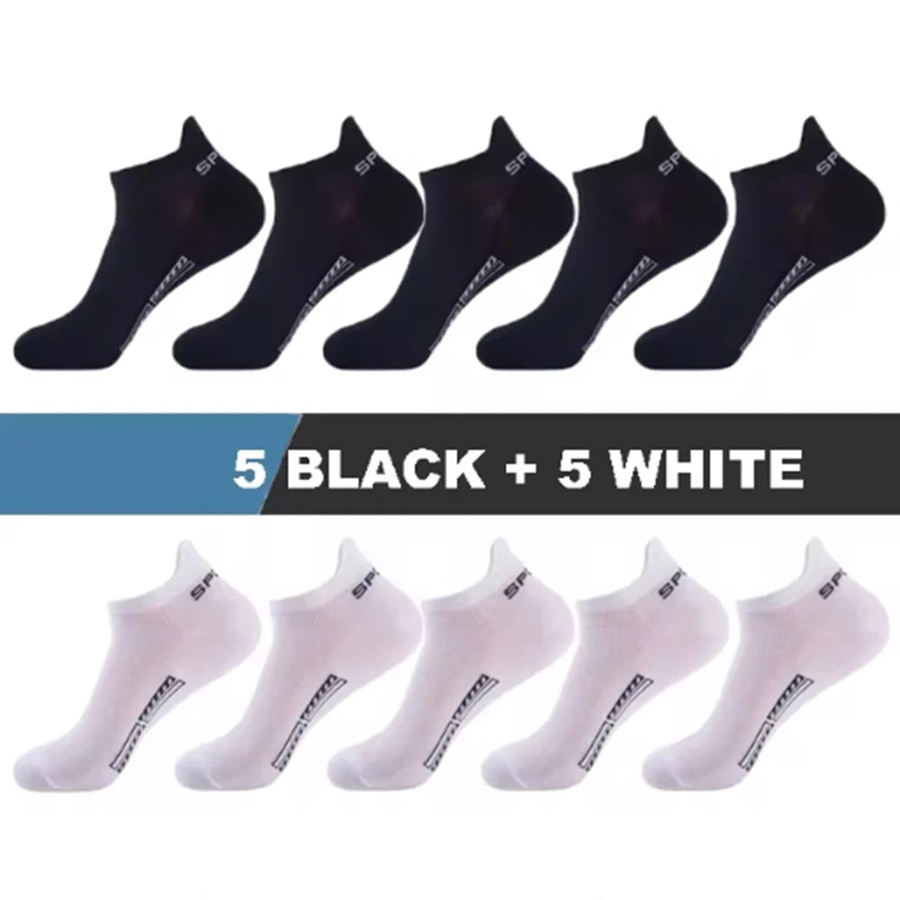 5/10/20 Pairs Men Short Socks Trendy High-Quality Low Cut Round Neck Ankle Socks Mesh Breathable Versatile Casual Men Boat Socks