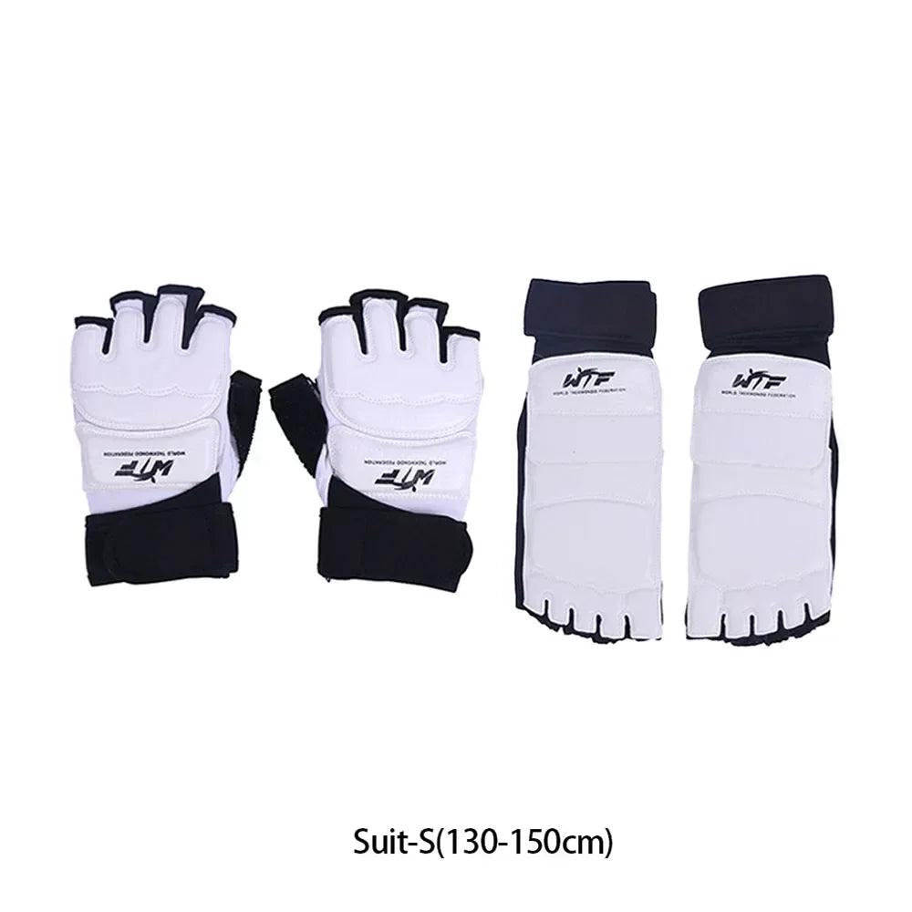 1 Pair Karate Gloves Taekwondo Equipment Half Finger Protector Boxing Hand Foot Protection Foot Guards Martial Arts Kickboxing