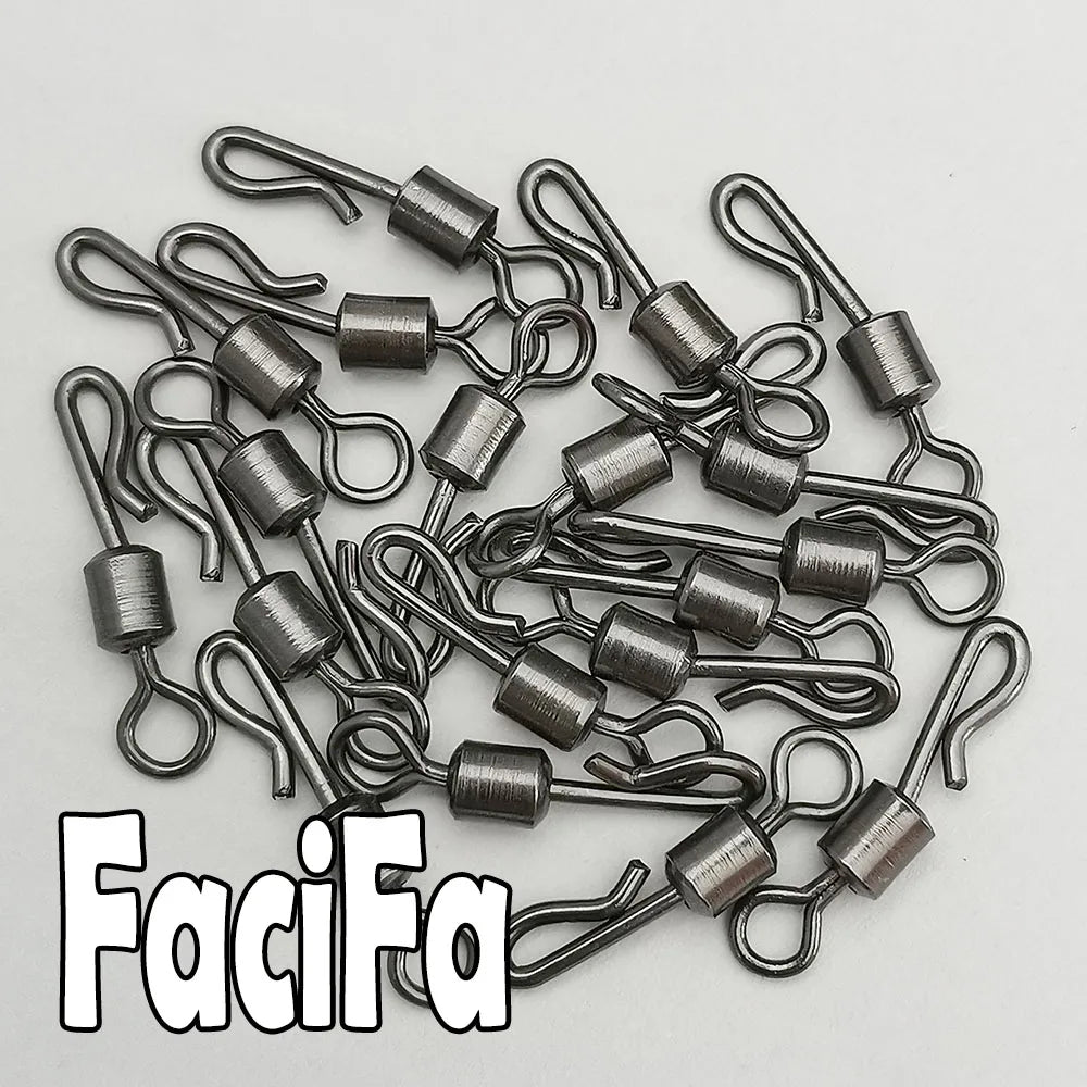 25 / 50 / 100pcs Bearing Swivel Fishing Connector Q-Shaped Quick Change Swivel Snap For Carp Fishing Terminal Tackle Accessories