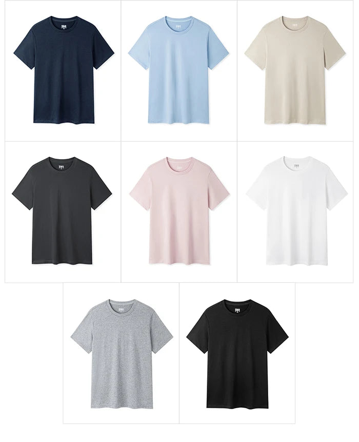 Semir 2024 Short-Sleeved T-Shirt Men Spring New Pure Cotton Bottoming Shirt Simple Commuting Casual Top Solid Color Round Neck