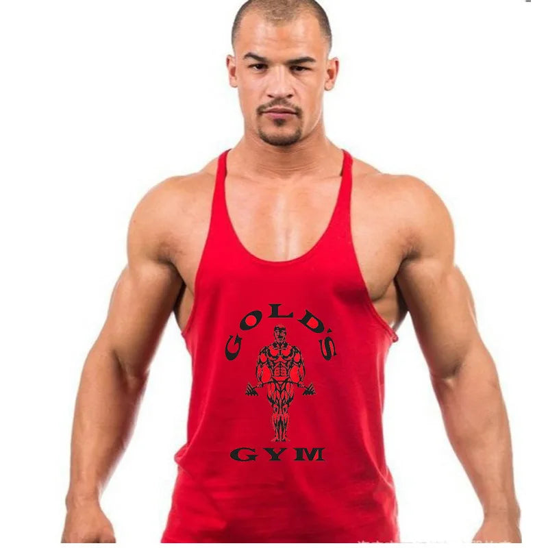 Men Summer Print Workout Tank Tops Gym Workout Shirt Y-Back Sleeveless Muscle Fitness Bodybuilding Training Fashion Sports Shirt