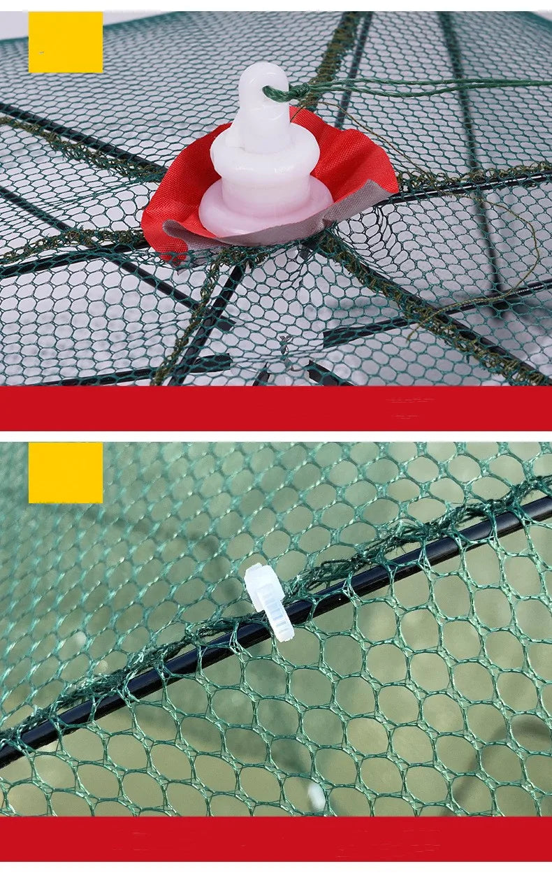 24/20/16/12/10/8/6/4 Holes Portable Fishing Net Shrimp Cage Nylon Foldable Fish Trap Folding Outdoor Automatic Collapsible