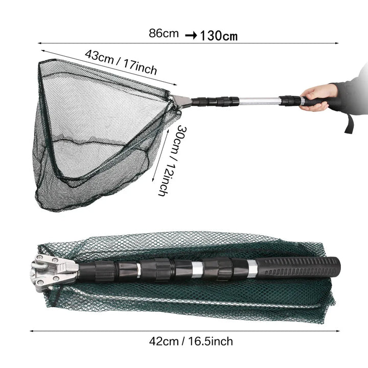 55cm-190cm Telescopic Fishing Net for Salmon Fly Carp Catfish Trout Floating Landing Net Easy Catch & Releasee Foldable